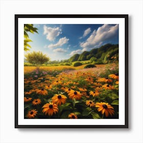 Sunflowers In A Field Art Print