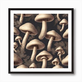 Mushrooms And Leaves 1 Art Print