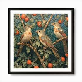 Three Birds In A Tree Art 1 Art Print