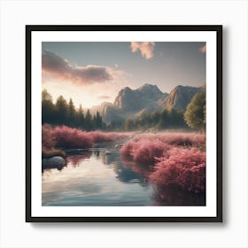 Sunrise Over A River Art Print