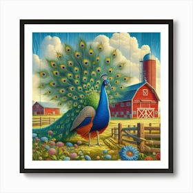 Peacock On The Farm 1 Art Print