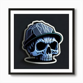 Skull Sticker With A Cap Silver (108) Art Print
