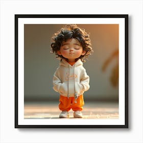 Little Boy With Curly Hair Art Print