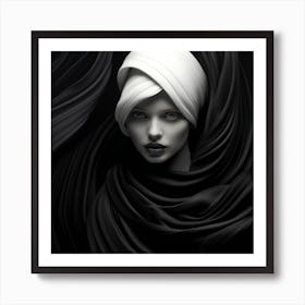 Black And White Portrait Of A Woman 1 Art Print