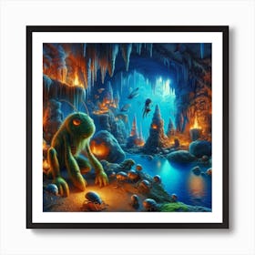 fuzz Frog In The Cave Art Print