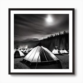 Tents At Night 1 Art Print