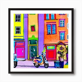 Colorful Street Scene Art Print