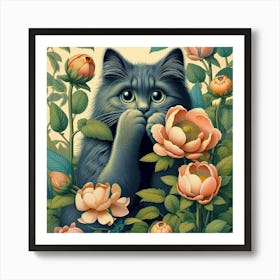 Cat In The Garden Art Print