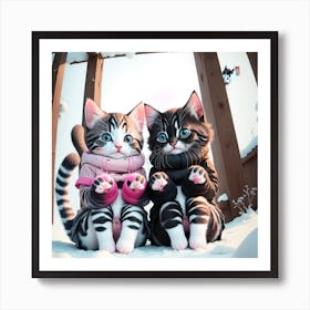 Pretty Kitty 2/4  (cat baby mittens fur baby winter cold fluffy pussy cute loveable adorable feline funny whiskers pets caturday)   Art Print