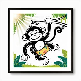 Monkey On A Branch Art Print