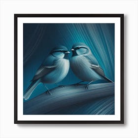 Firefly A Modern Illustration Of 2 Beautiful Sparrows Together In Neutral Colors Of Taupe, Gray, Tan 2023 11 23t011648 Art Print