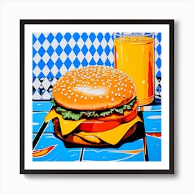 Blue Checkerboard Hamburger 1 Art Print