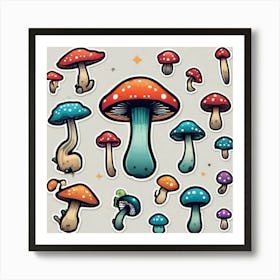 Mushroom Set Art Print