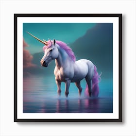 Unicorn In The Water 7 Art Print