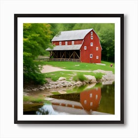 Red Barn In The Woods 3 Art Print