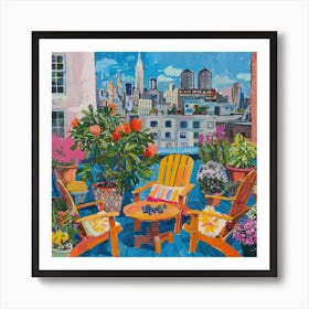 Rooftop Garden New York Series. Style of David Hockney 3 Art Print