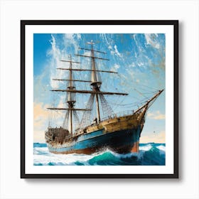 Sailing Ship In The Ocean Art Print