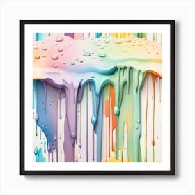 Colorful Paint Dripping On The Wall Art Print
