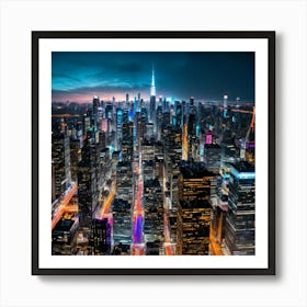 New York City At Night Art Print