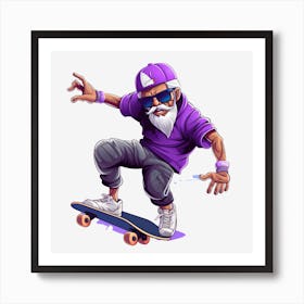 Old Man Skateboarding 5 Art Print