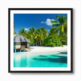 Tropical Beach With Palm Trees 3 Art Print