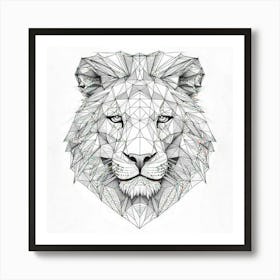 Geometric Lion Head Art Print