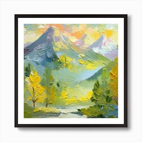 Firefly An Illustration Of A Beautiful Majestic Cinematic Tranquil Mountain Landscape In Neutral Col (11) Art Print