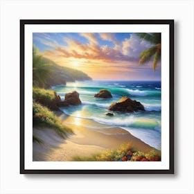 Sunset On The Beach 53 Art Print