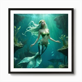 Elf Water Aquatic Mermaid Nymph Ocean River Lake Creature Magical Enchanting Ethereal Gr (4) Art Print