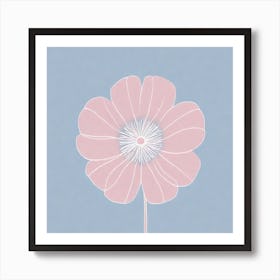 A White And Pink Flower In Minimalist Style Square Composition 581 Art Print