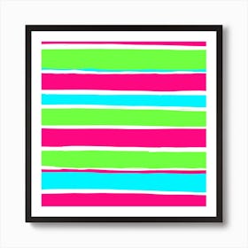 Thick Stripes of Green and Pink Art Print