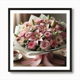 Bouquet Of Pink Flowers Art Print