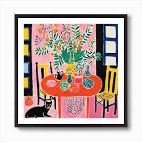 Cat At The Table 10 Art Print