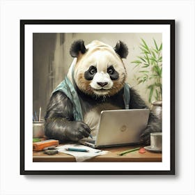 Panda Bear At Work 1 Art Print