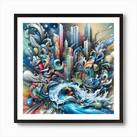 Abstract Cityscape 1 Art Print