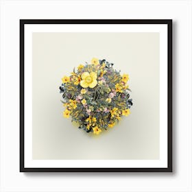 Vintage Welsh Poppy Flower Wreath on Ivory White n.1925 Art Print