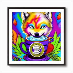 Fox In A Cup Art Print