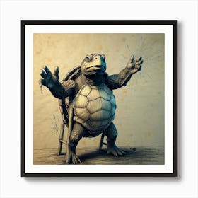 Turtle On A Chair Art Print