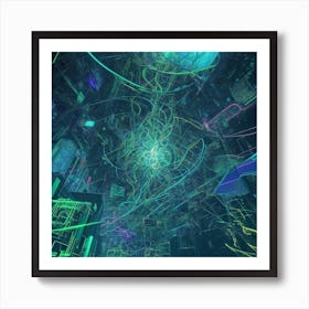 Dreamshaper V7 A Mesmerizingly Chaotic Retrograde Matrix Syste 0 Art Print