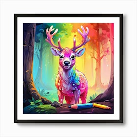 Deer In The Forest 38 Art Print