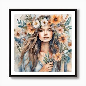 Art Boho Crown Roses 1 Art Print