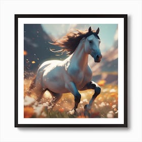 Horse Running In The Field 6 Art Print