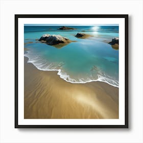 Gleaming Light across the Sea on Golden Beach Art Print