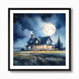 House At Night 1 Art Print