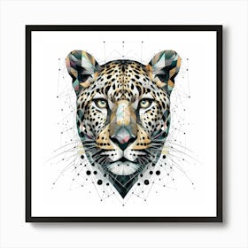 Cheetah Head - Abstract Line Art Illustration 82 Art Print