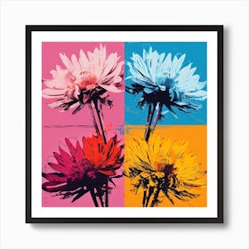 Andy Warhol Style Pop Art Flowers Asters 2 Square Art Print