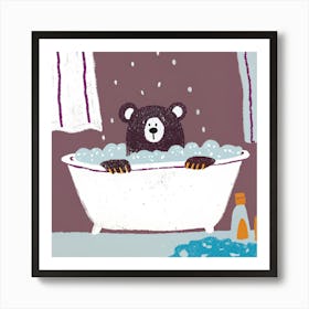 Bear In The Bath Art Print