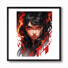 Girl In Flames Art Print