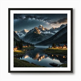 Spooky Night In The Mountains Art Print