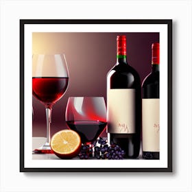 Wine Bottles And Glasses Art Print